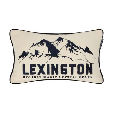 Mountains Logo wool-blend decorative cushion - White-navy, 50x30 cm - Lexington