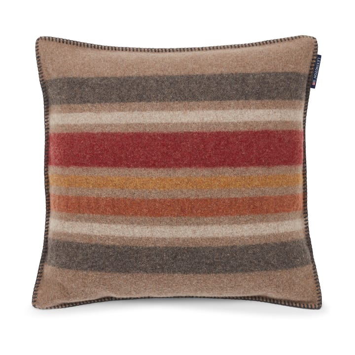 Multi Striped Recycled Wool pillowcase 50x50 cm - Mid brown-multi - Lexington