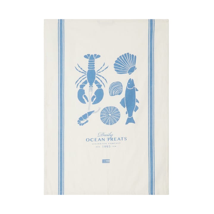 Ocean treats printed Cotton kitchen towel 50x70 cm - White - Lexington