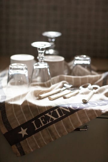 Organic Cotton Linen Jacquard kitchen towel 50x70 cm - Beige-dark gray - Lexington