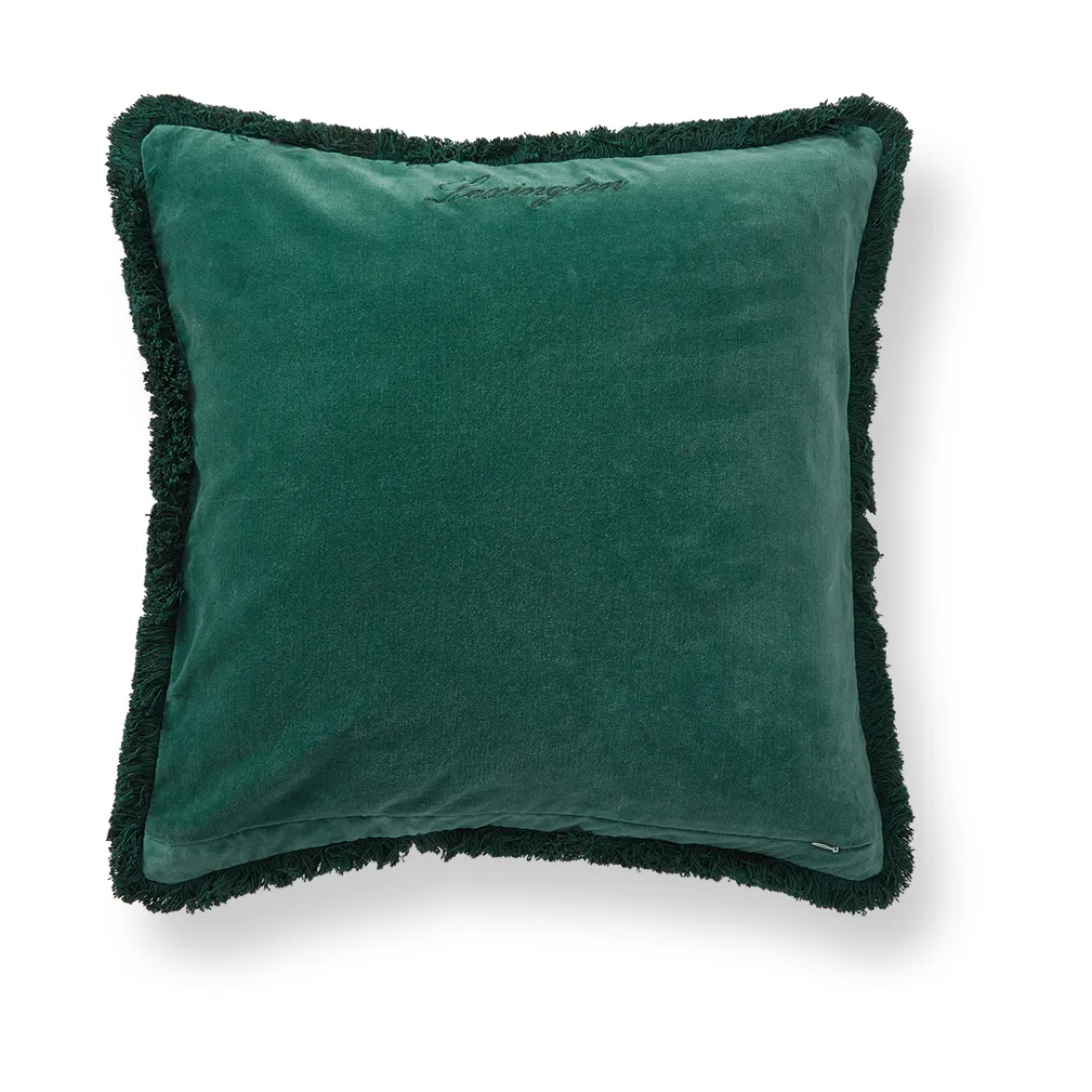 Lexington Organic cotton velvet fringe cushion cover 50x50 cm. Green