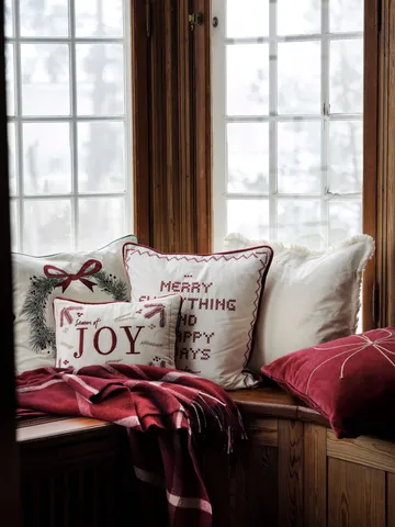 Organic cotton velvet fringe cushion cover 50x50 cm. - White - Lexington