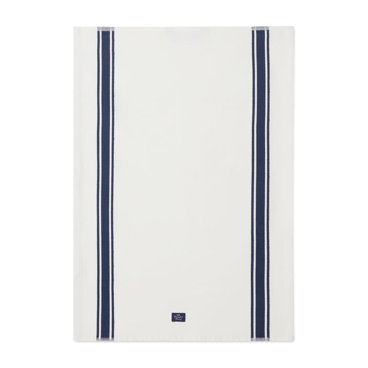 Organic Cotton Waffle Kitchen Towel 50x70 cm - White-Dark blue - Lexington