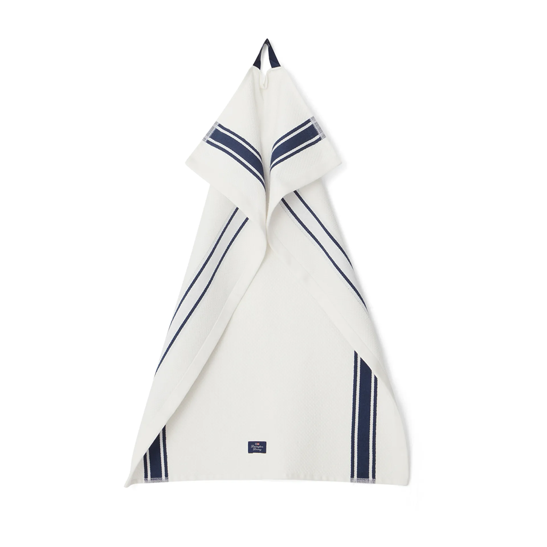 Organic Cotton Waffle Kitchen Towel 50x70 cm, White-Dark blue Lexington