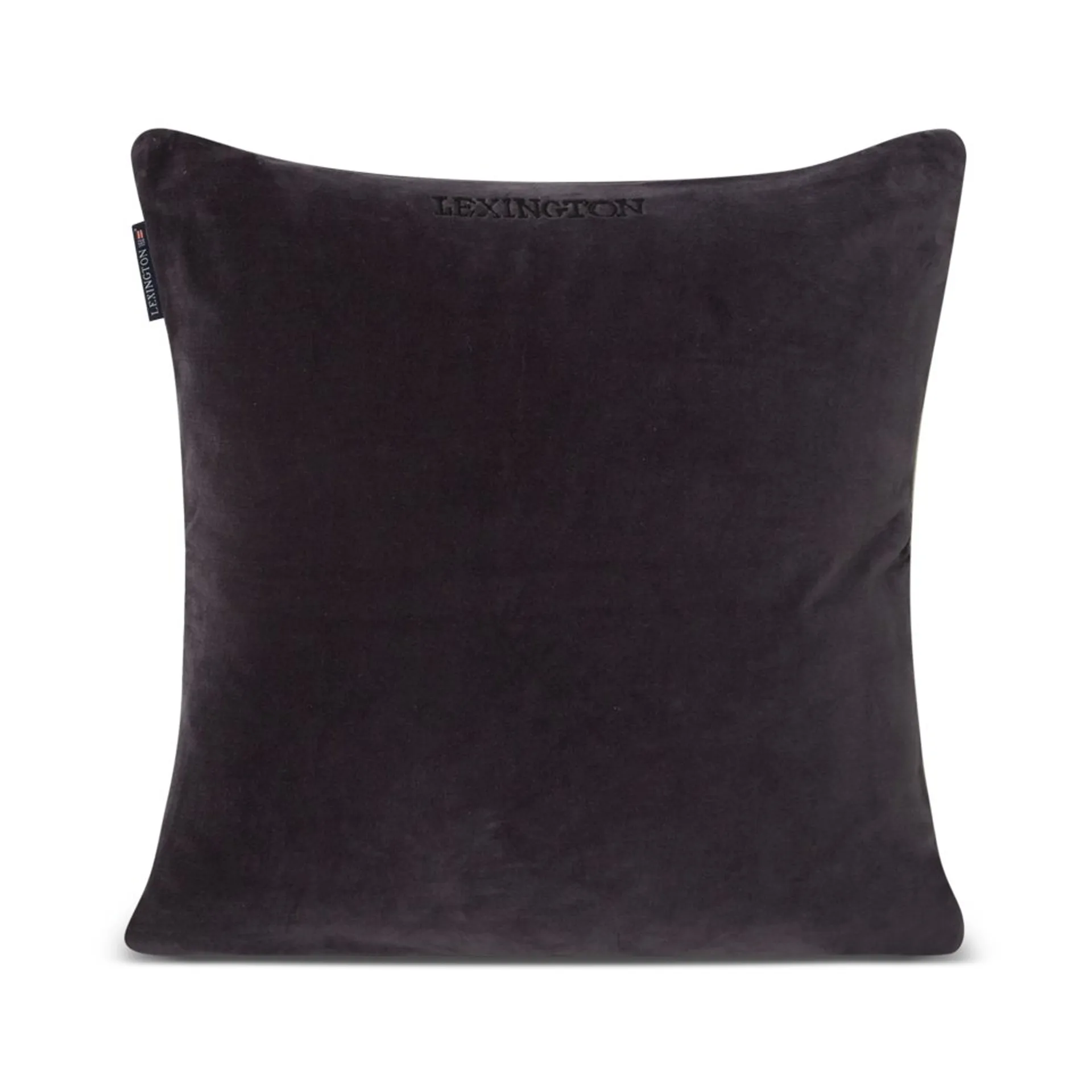 Patched Organic Cotton Velvet cushion cover 50x50 cm, Dark grey-light beige Lexington