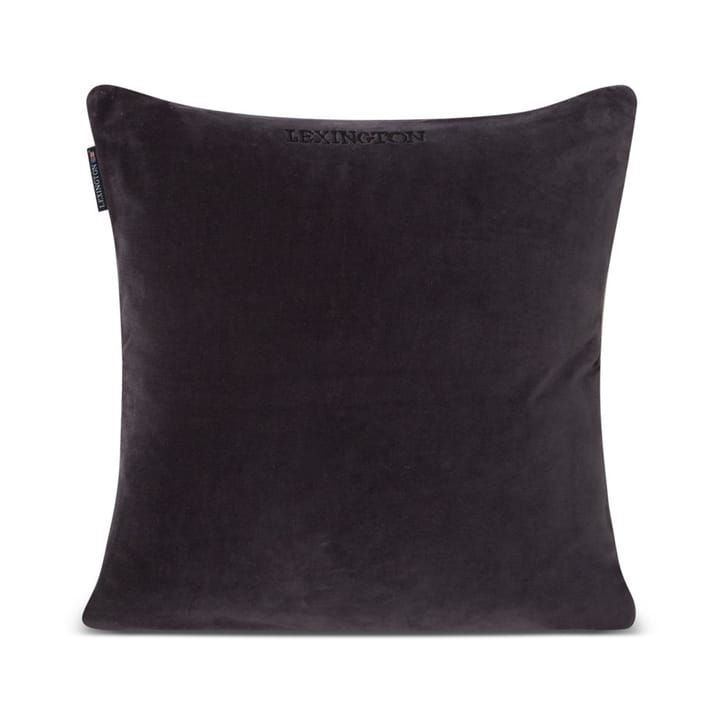 Patched Organic Cotton Velvet cushion cover 50x50 cm, Dark grey-light beige Lexington
