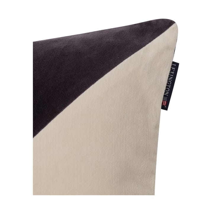 Patched Organic Cotton Velvet cushion cover 50x50 cm, Dark grey-light beige Lexington