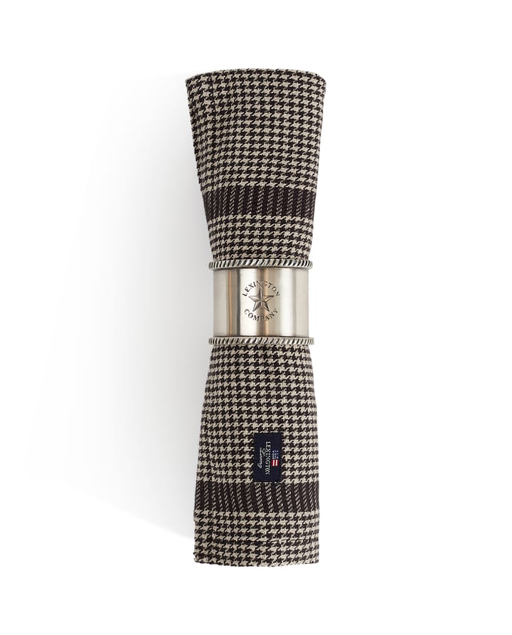 Pepita Check Cotton Linen fabric napkin 50x50 cm, Dark Grey-beige Lexington
