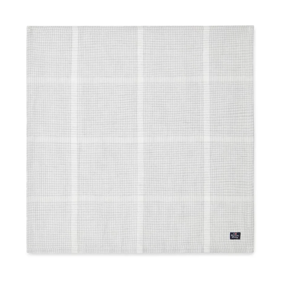 Pepita Check Cotton Linen fabric napkin 50x50 cm, White-light grey Lexington