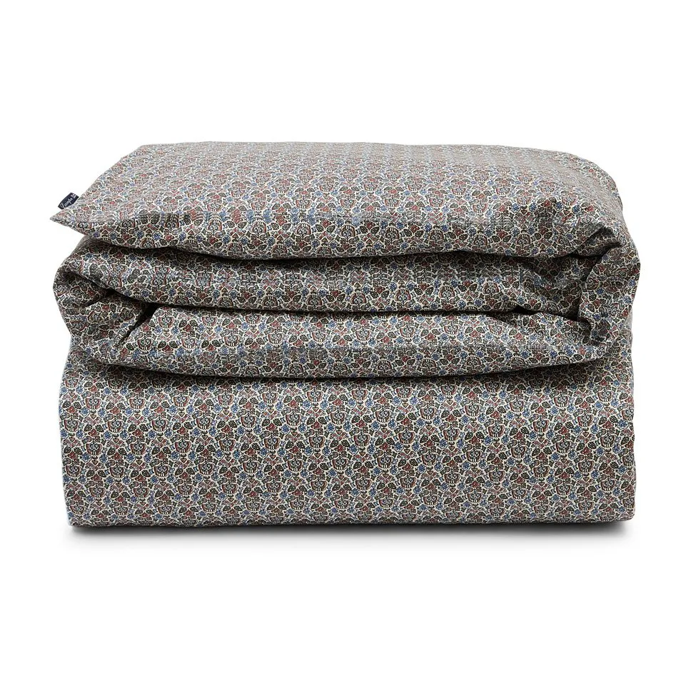 Printed flowers cotton duvet cover 150x210 cm, Beige Multi Lexington