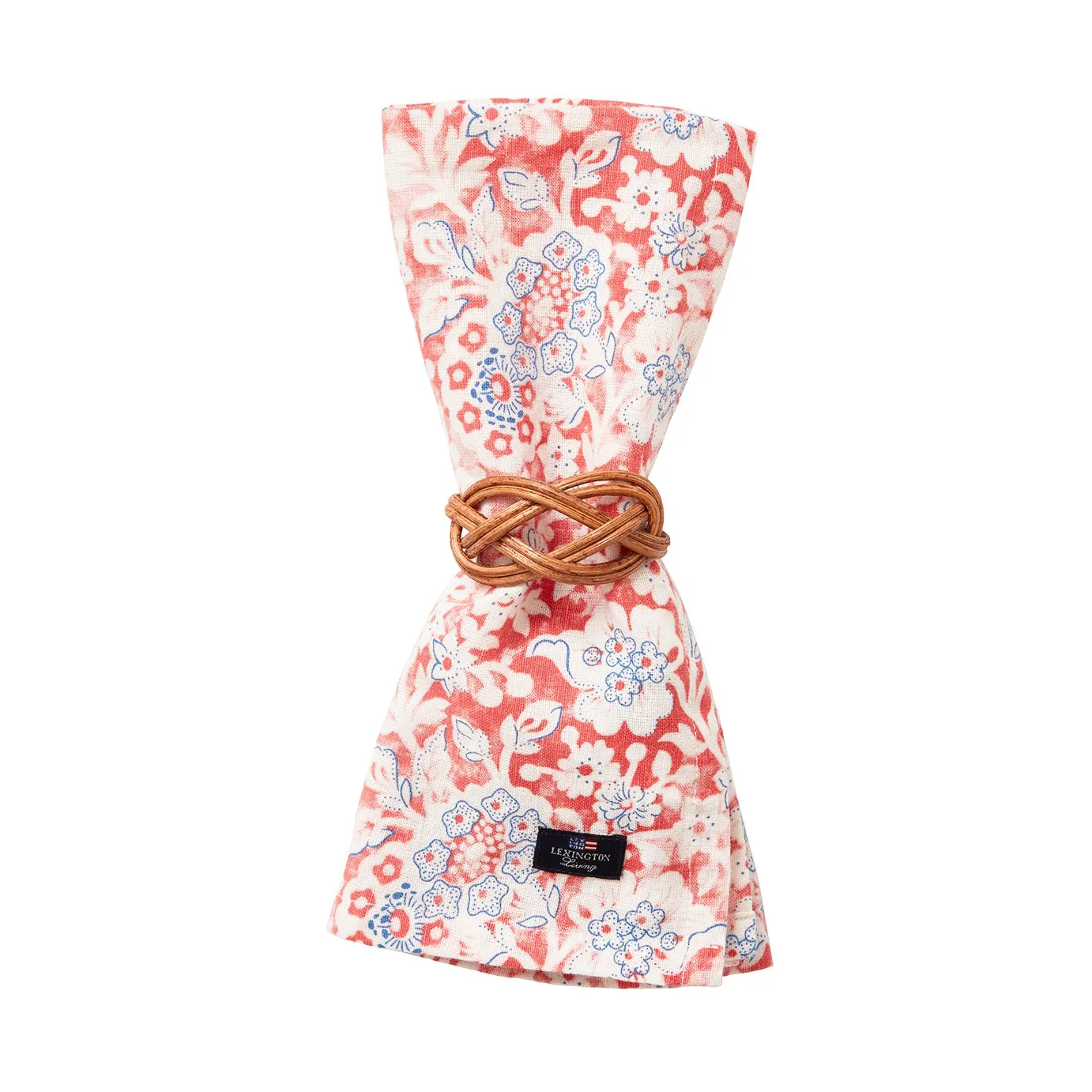 Printed Flowers Recycled Cotton fabric napkin 50x50 cm, Coral Lexington