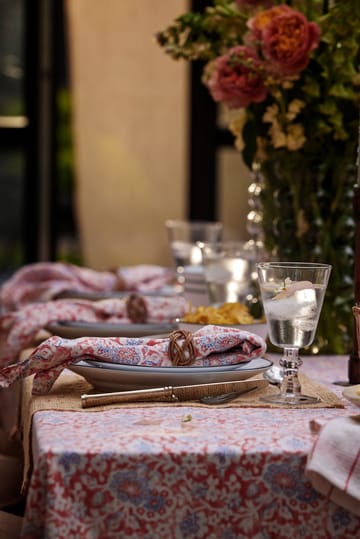 Printed Flowers Recycled Cotton tablecloth 150x350 cm - Coral - Lexington