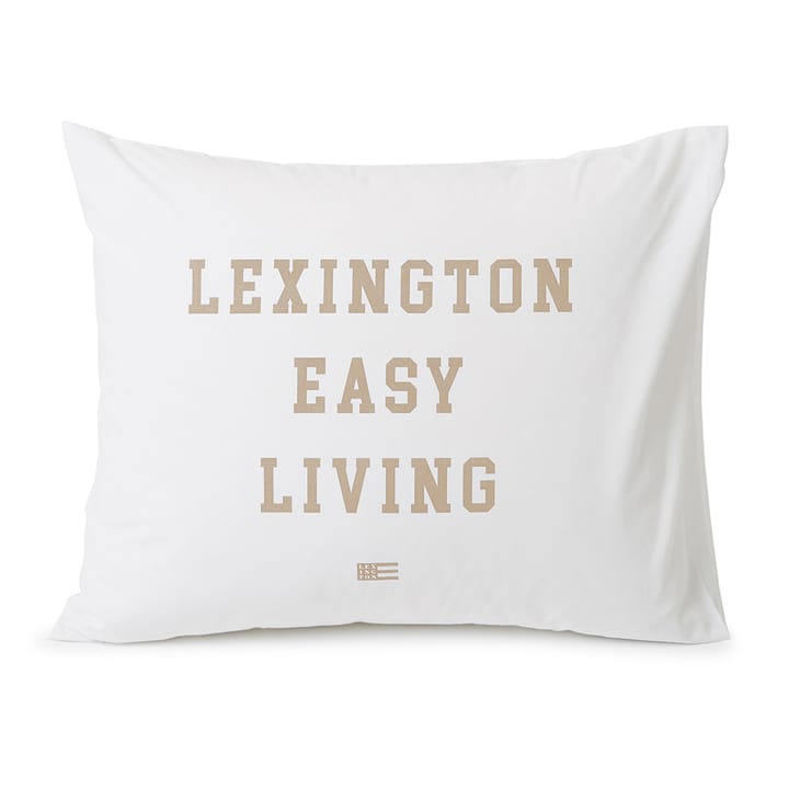 Printed Organic Cotton Poplin pillowcase 50x60 cm - White-beige - Lexington
