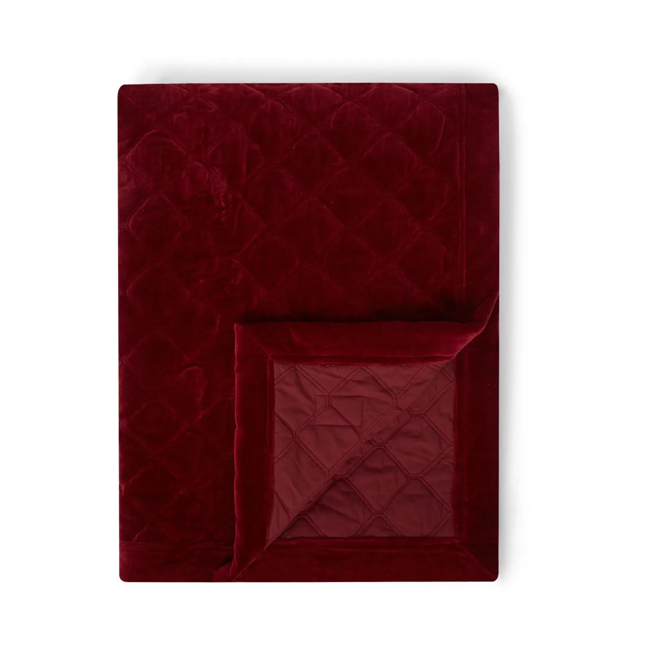 Quilted Organic Cotton Velvet bedspread 240x260 cm, Red Lexington