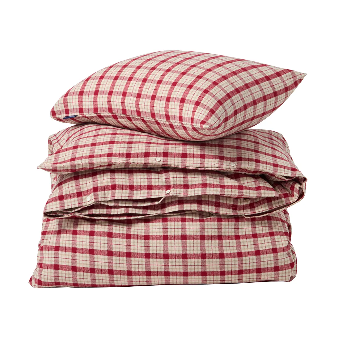Red-beige Checked cotton flannel bedding set 2-piece, 50x60 cm, 150x210 cm Lexington