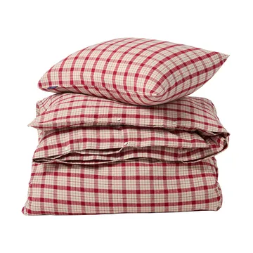 Red-beige Checked cotton flannel bedding set 2-piece - 50x60 cm, 150x210 cm - Lexington