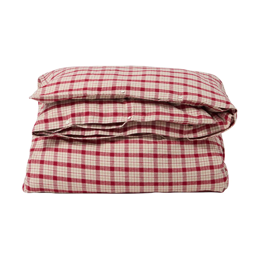 Red-beige Checked cotton flannel bedding set 2-piece, 50x60 cm, 150x210 cm Lexington