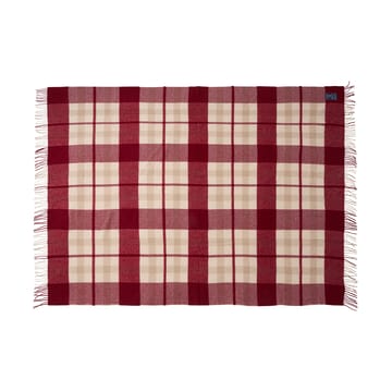 Red-beige Checked recycled wool throw 130x170 cm - Red-beige - Lexington