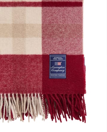 Red-beige Checked recycled wool throw 130x170 cm - Red-beige - Lexington