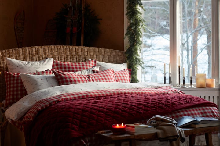 Red Checked Cotton Flannel bed set, 50x60 cm. 150x210 cm Lexington