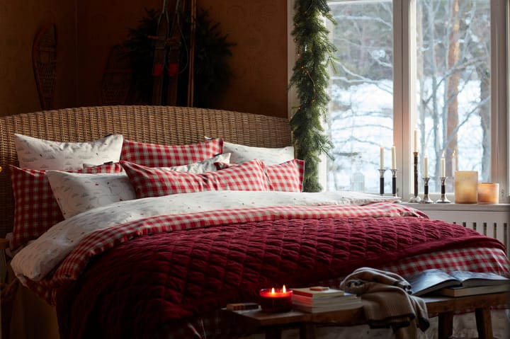 Red Checked Cotton Flannel bed set - 50x60 cm. 150x210 cm - Lexington
