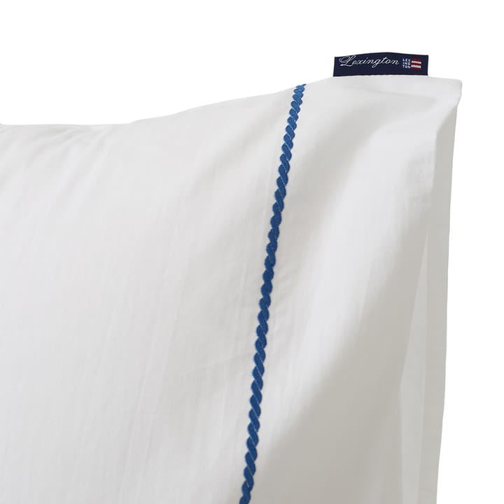 Rope Deco Embroidered Poplin pillowcase 50x60 cm - White-blue - Lexington