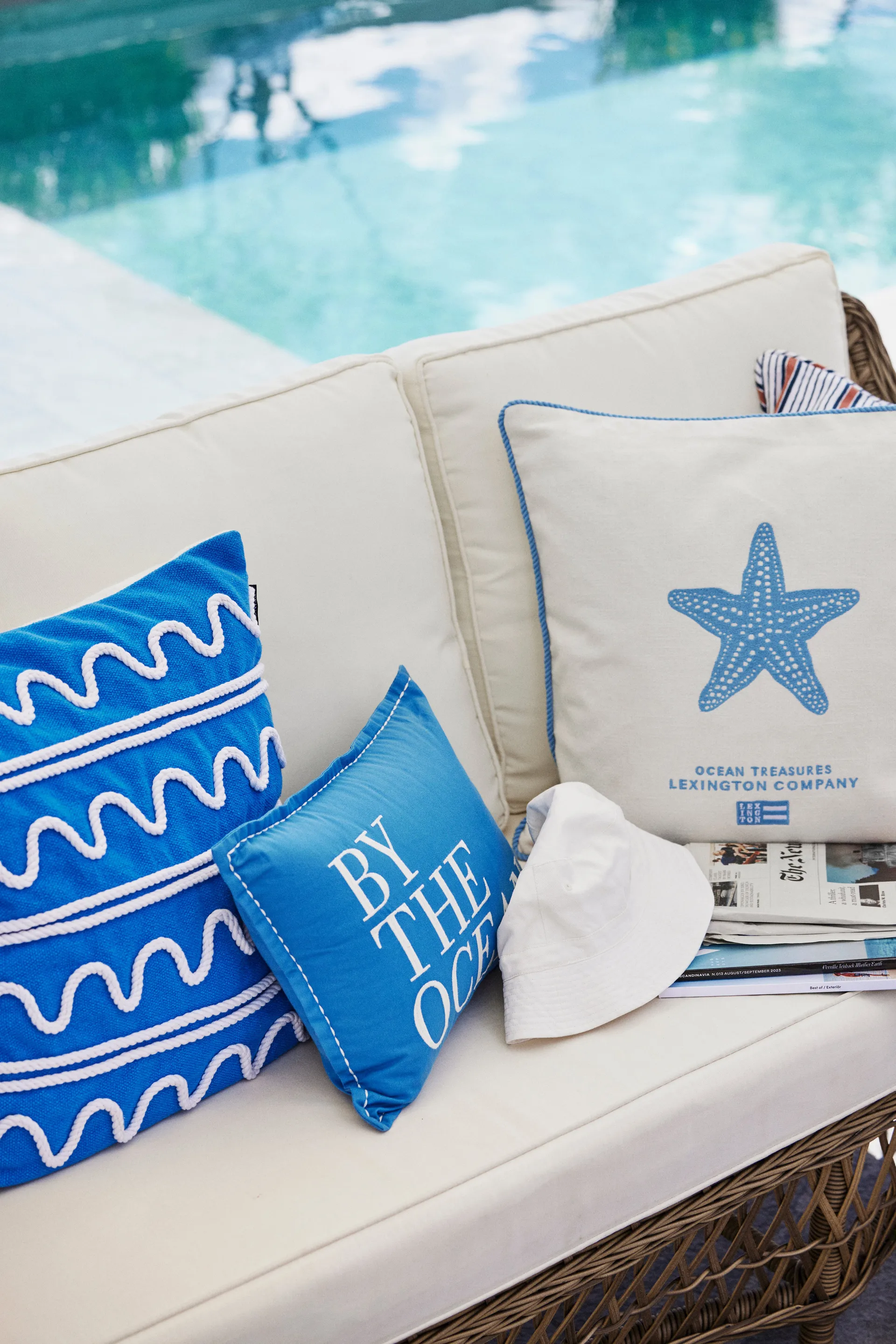 Rope Wave Cotton Canvas cushion cover 50x50 cm, Blue Lexington