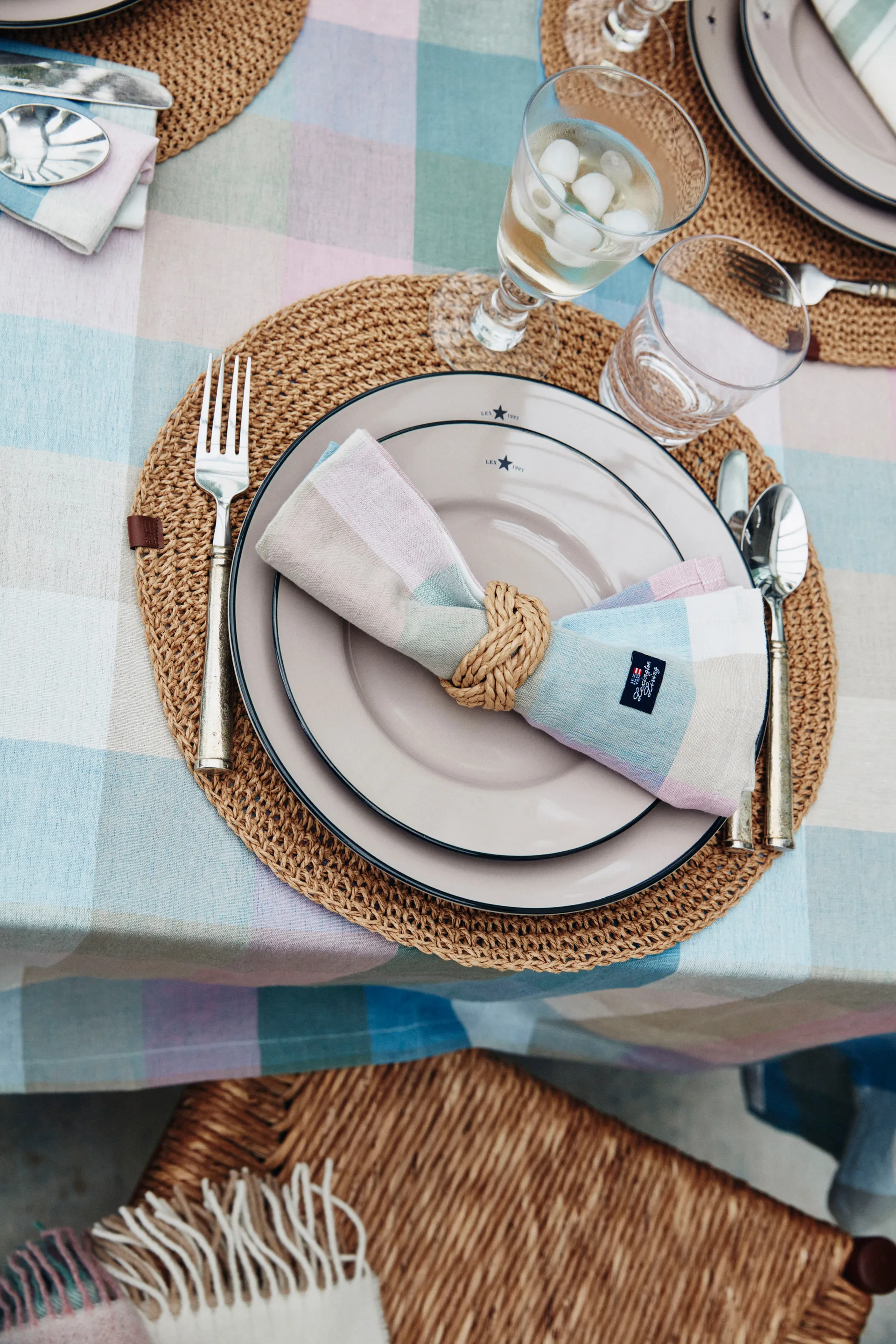 Round Recycled Paper Straw placemat Ø38, Natural Lexington