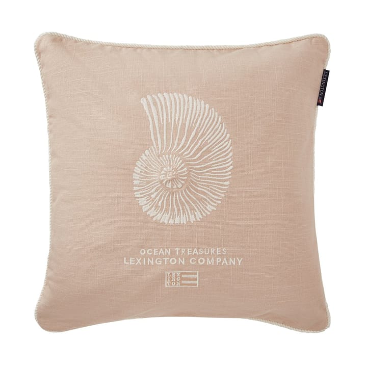 Sea Embroidered Recycled Cotton cushion cover 50x50cm, Light Beige Lexington
