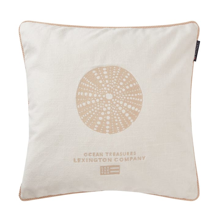 Sea Embroidered Recycled Cotton cushion cover 50x50cm - White-Beige - Lexington