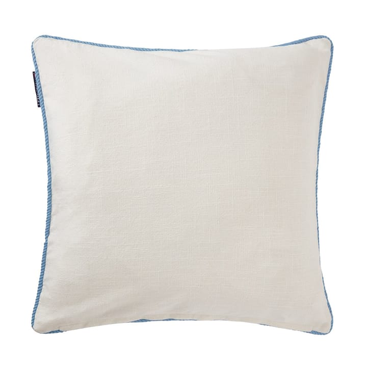 Sea Embroidered Recycled Cotton cushion cover 50x50cm - White-blue - Lexington