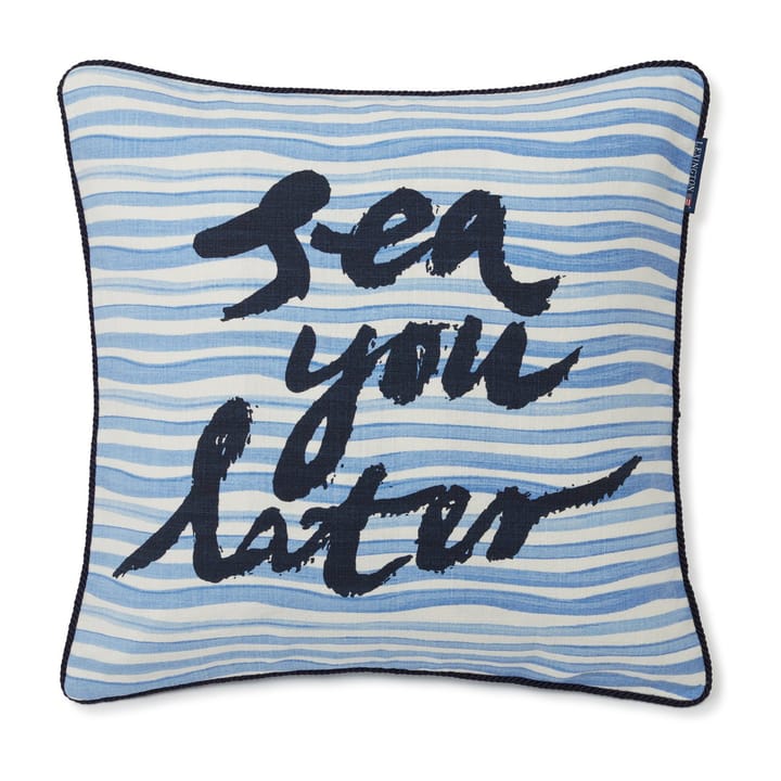 Sea You Later Cotton Canvase pillowcase 50x50 cm - White-blue - Lexington