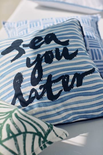 Sea You Later Cotton Canvase pillowcase 50x50 cm - White-blue - Lexington