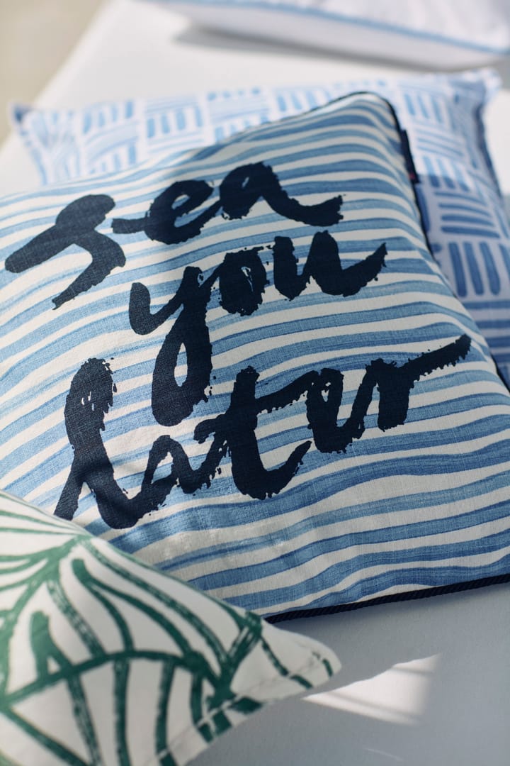 Sea You Later Cotton Canvase pillowcase 50x50 cm - White-blue - Lexington