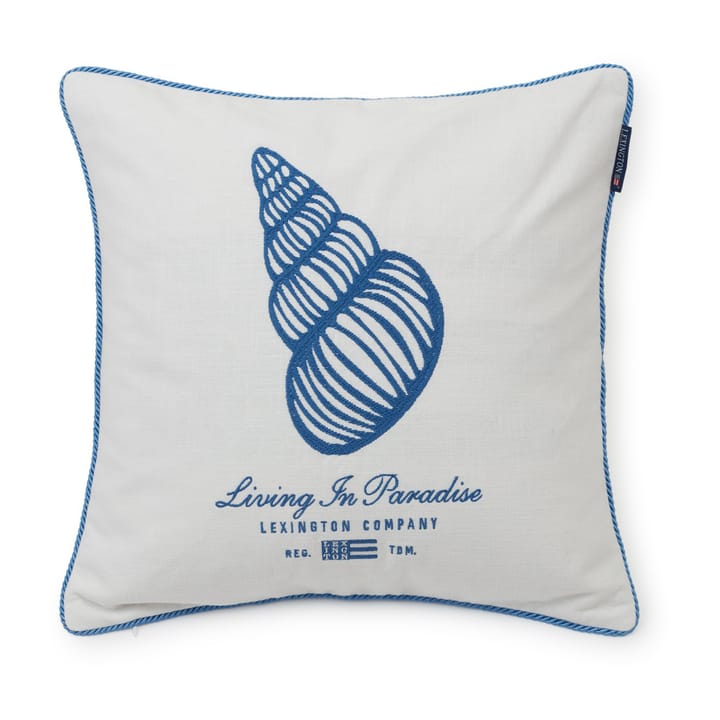 Seashell Cotton Canvase pillowcase 50x50 cm - White-blue - Lexington