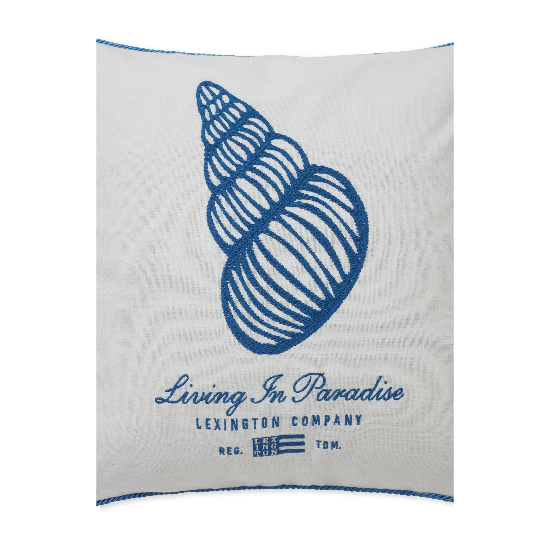 Seashell Cotton Canvase pillowcase 50x50 cm, White-blue Lexington
