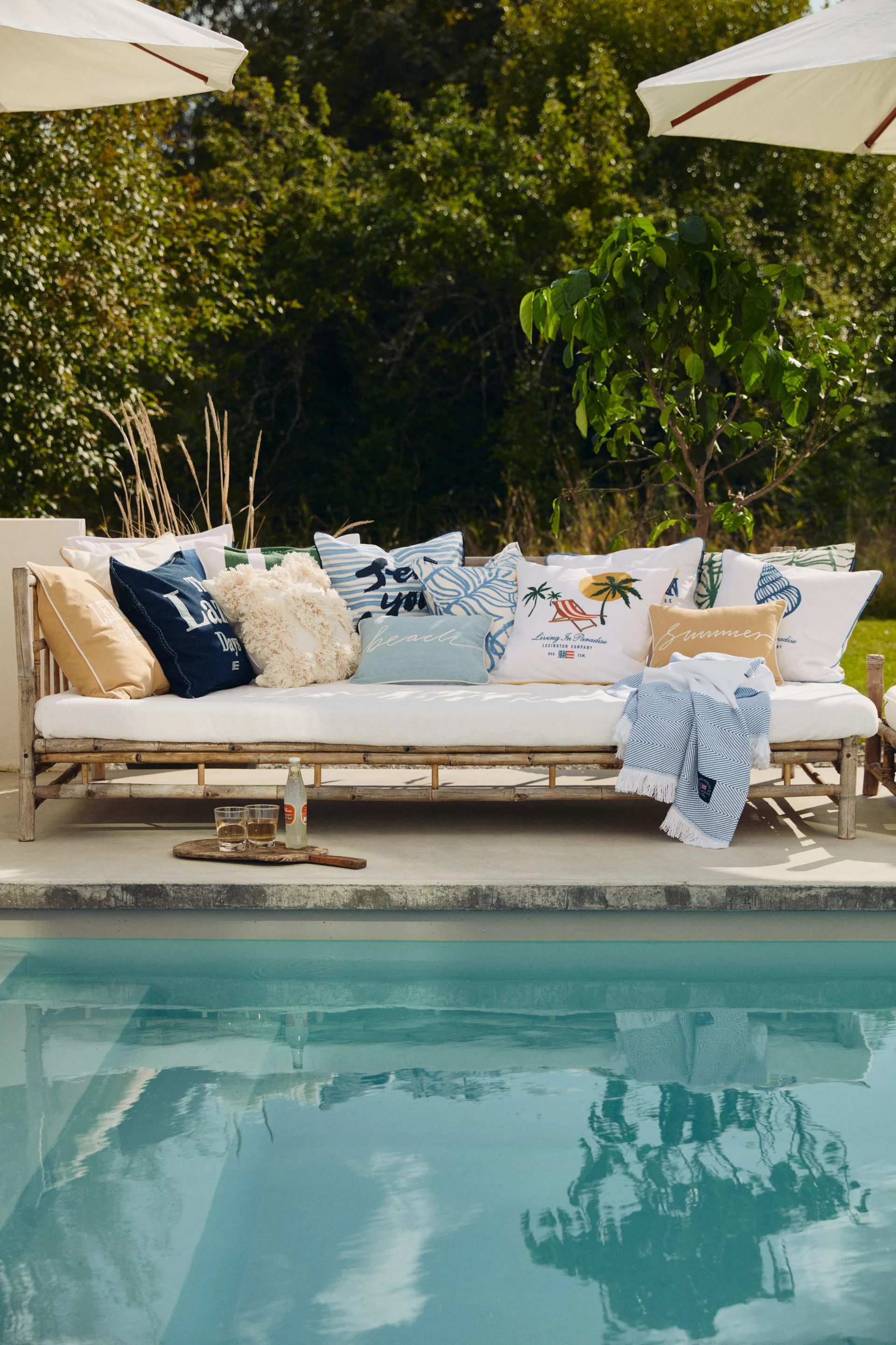 Seashell Cotton Canvase pillowcase 50x50 cm, White-blue Lexington