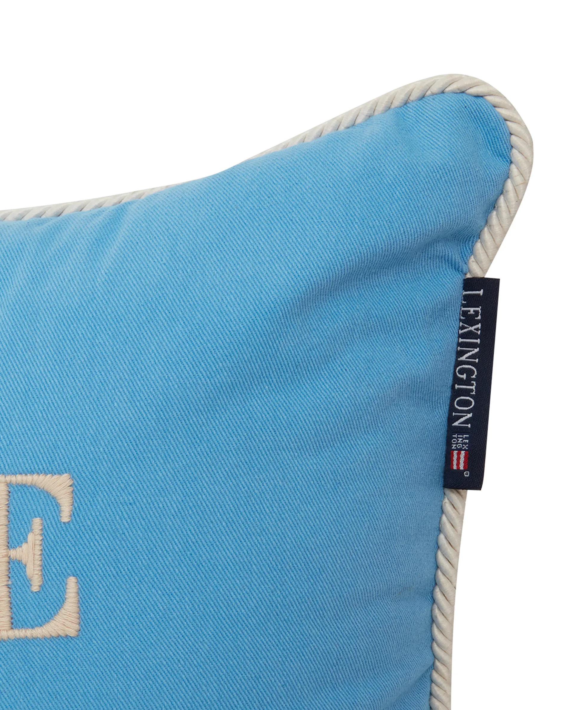 Seaside Small Organic Cotton Twill cushion 30x40 cm, Blue-light beige Lexington
