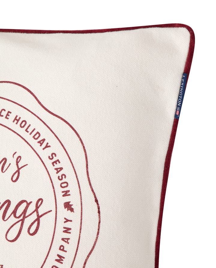 Seasons Greetings Cotton cushion cover 50x50 cm, Off white-red Lexington