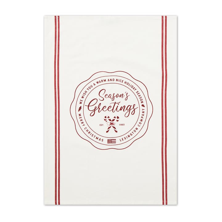 Seasons Greetings Printed tea towel 50x70 cm - White-red - Lexington