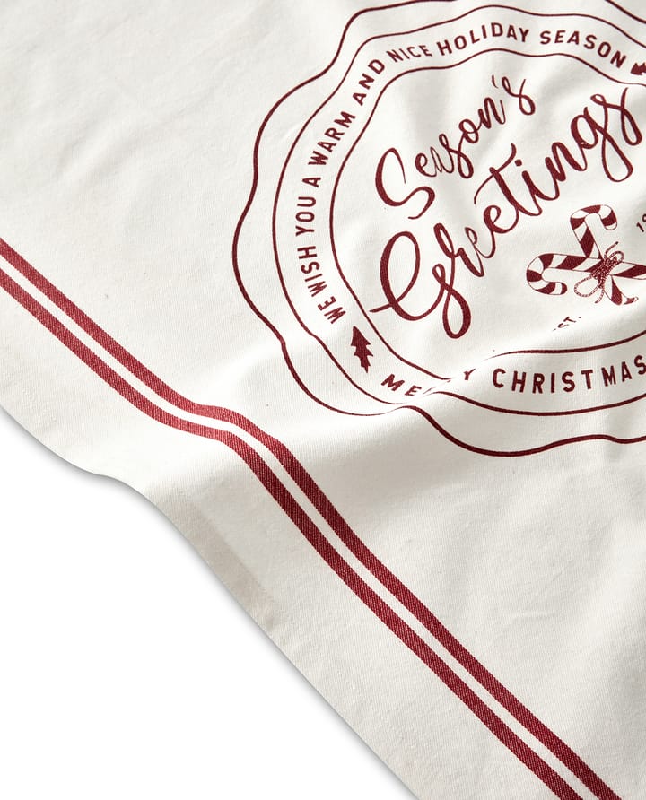 Seasons Greetings Printed tea towel 50x70 cm, White-red Lexington