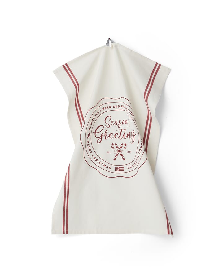 Seasons Greetings Printed tea towel 50x70 cm, White-red Lexington