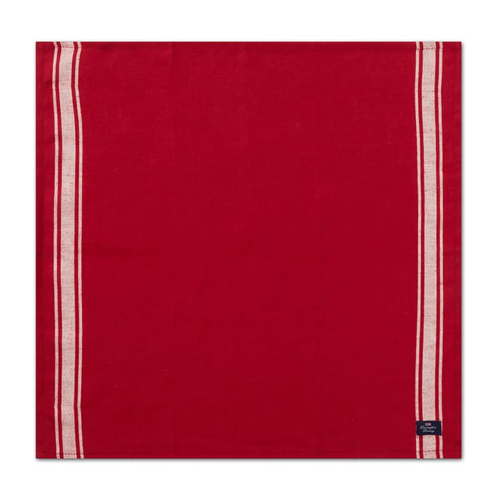 Side Striped Cotton Linen serviette 50x50 cm - Red-white - Lexington