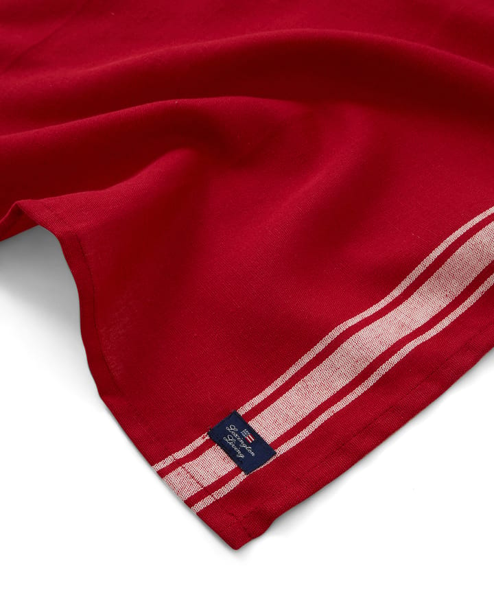 Side Striped Cotton Linen serviette 50x50 cm - Red-white - Lexington