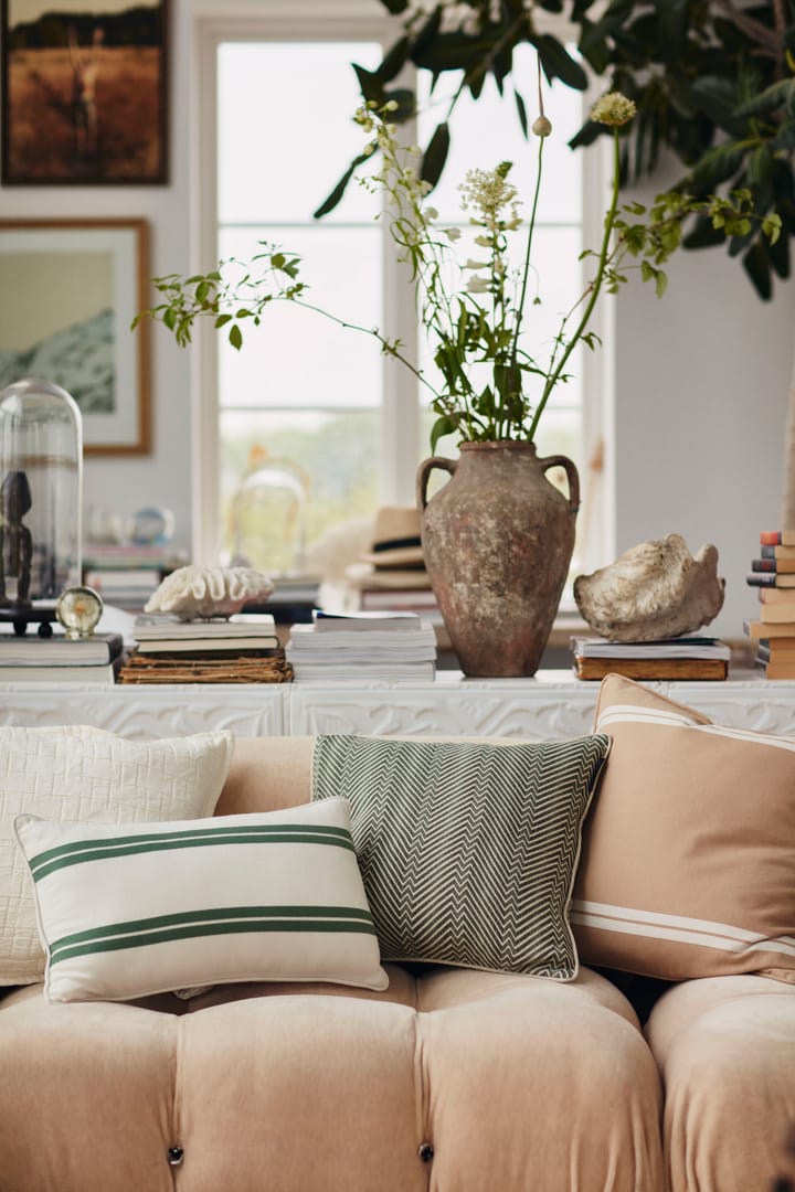 Side Striped cushion small 30x50 cm, White-green Lexington