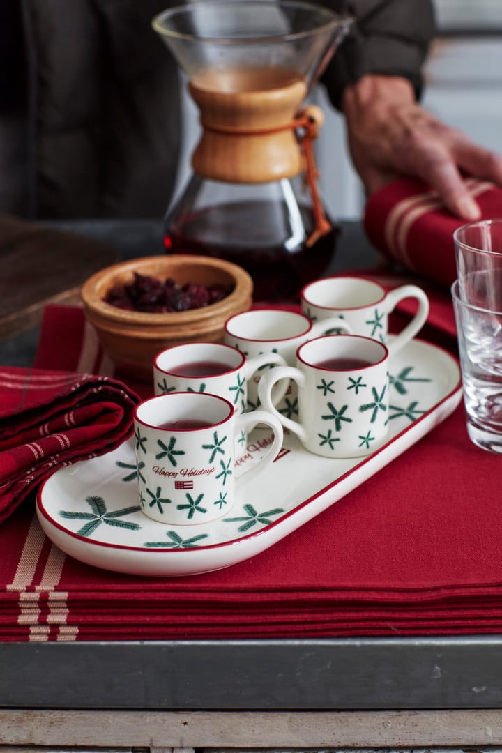 Side Striped Org Cotton Rib placemat 40x50 cm, Red-beige Lexington