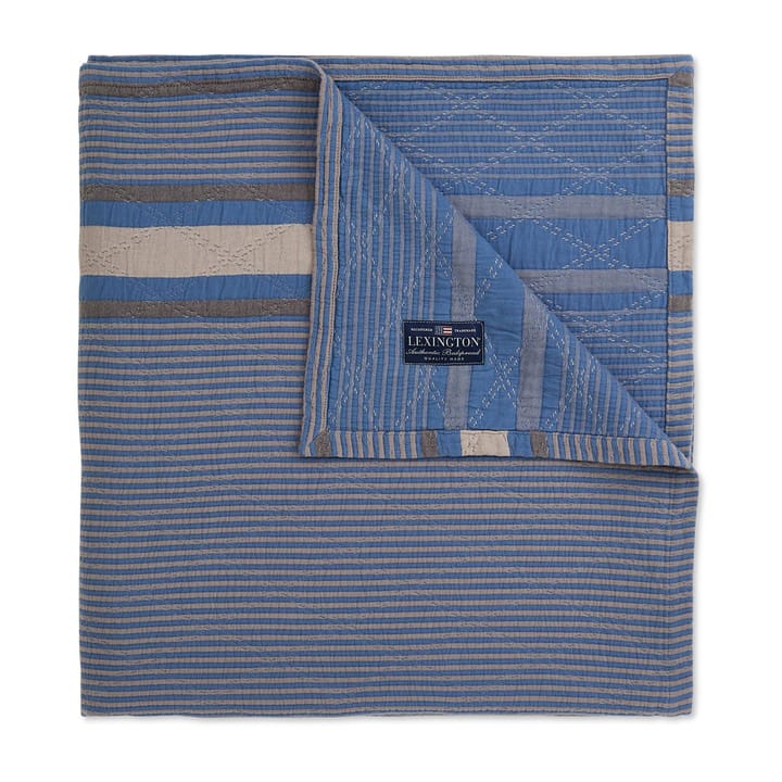 Side Striped Soft Quilted bedspread 240x260 cm, Blue Lexington