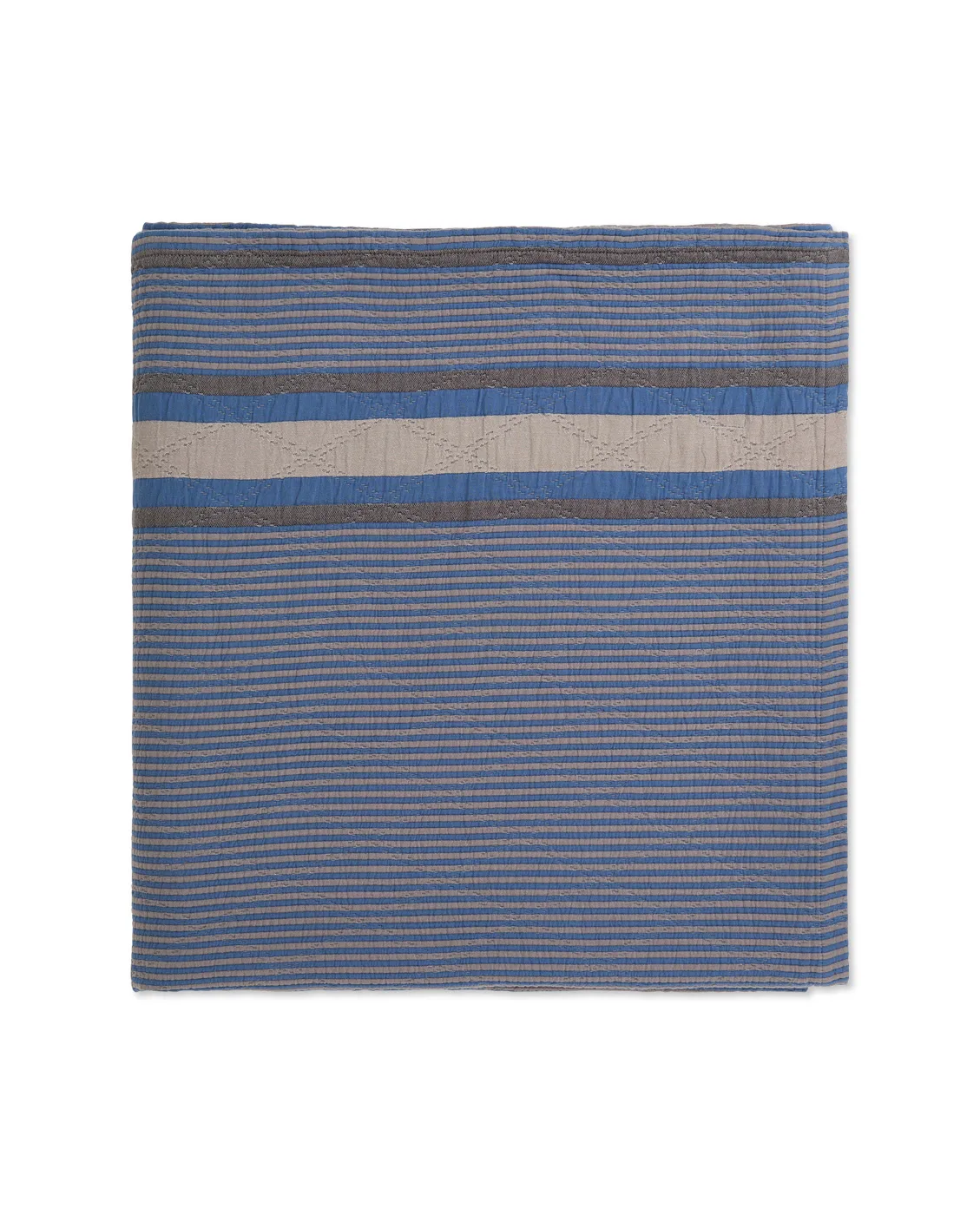 Side Striped Soft Quilted bedspread 240x260 cm, Blue Lexington