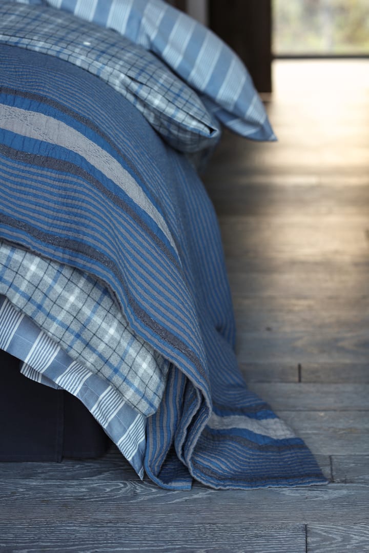 Side Striped Soft Quilted bedspread 240x260 cm, Blue Lexington