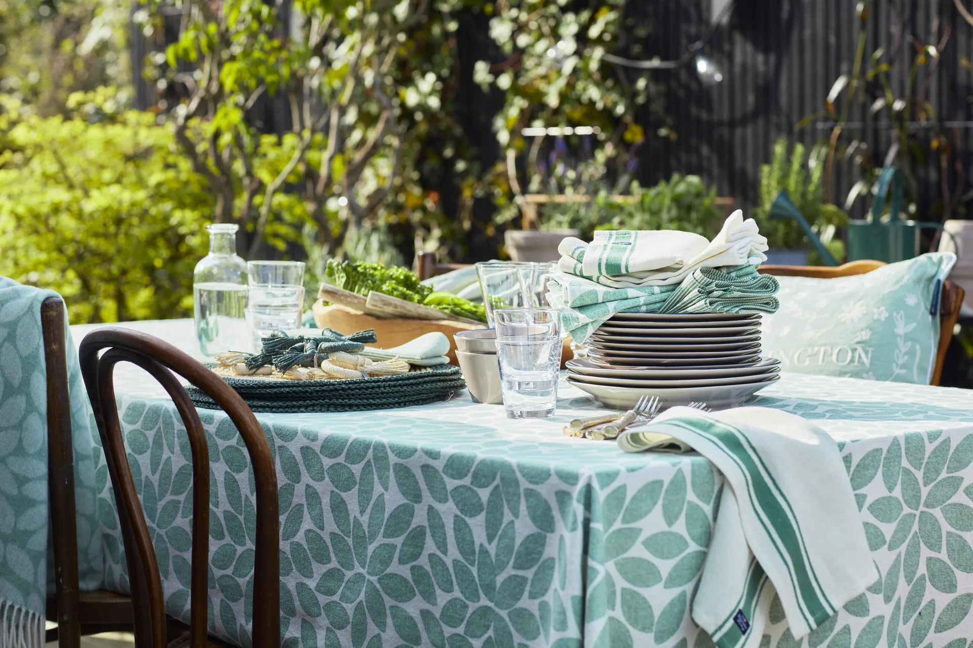 Side Stripes fabric napkin 50x50 cm, Green Lexington